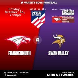 Varsity Football Frankenmuth at Saginaw Swan Valley NFHS Network logo